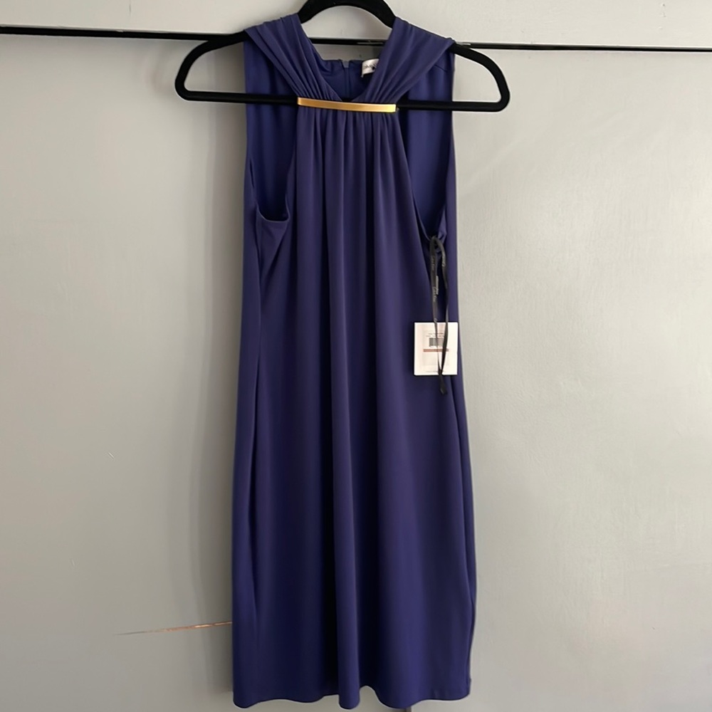 NWT Calvin Klein gorgeous cadet blue lined jersey dress